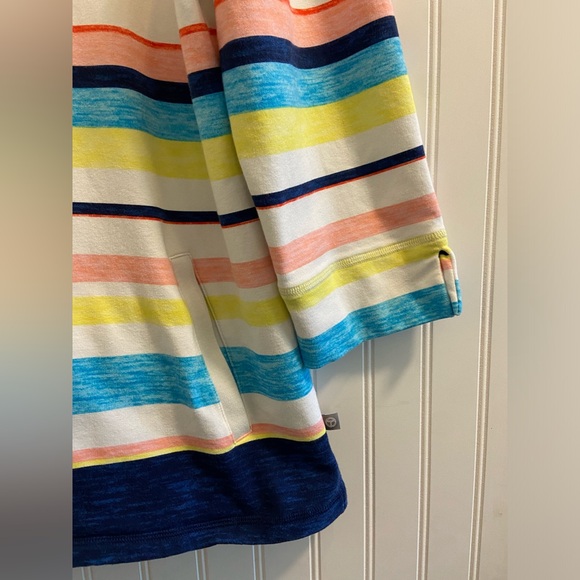 T by Talbots Quarter Zip Lightweight Sweatshirt Multicolor Stripes 3/4 Sleeve XL - Picture 3 of 6